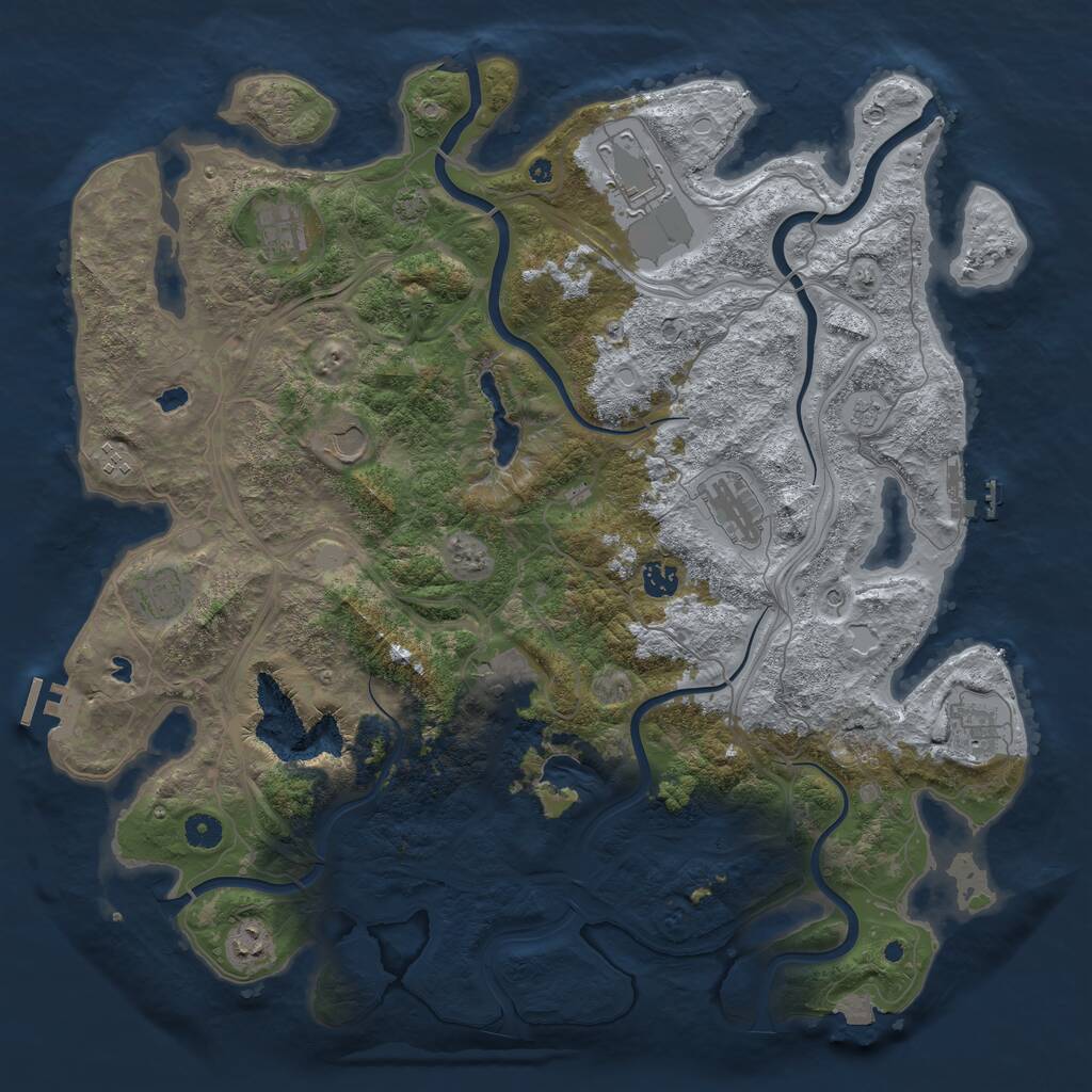 Rust Map: Procedural Map, Size: 4500, Seed: 713783896, 16 Monuments