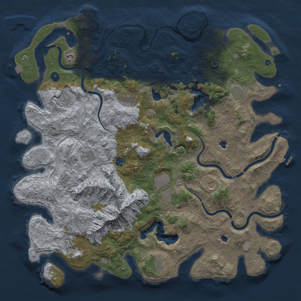 Rust Map: Procedural Map, Size: 5000, Seed: 428205657, 17 Monuments