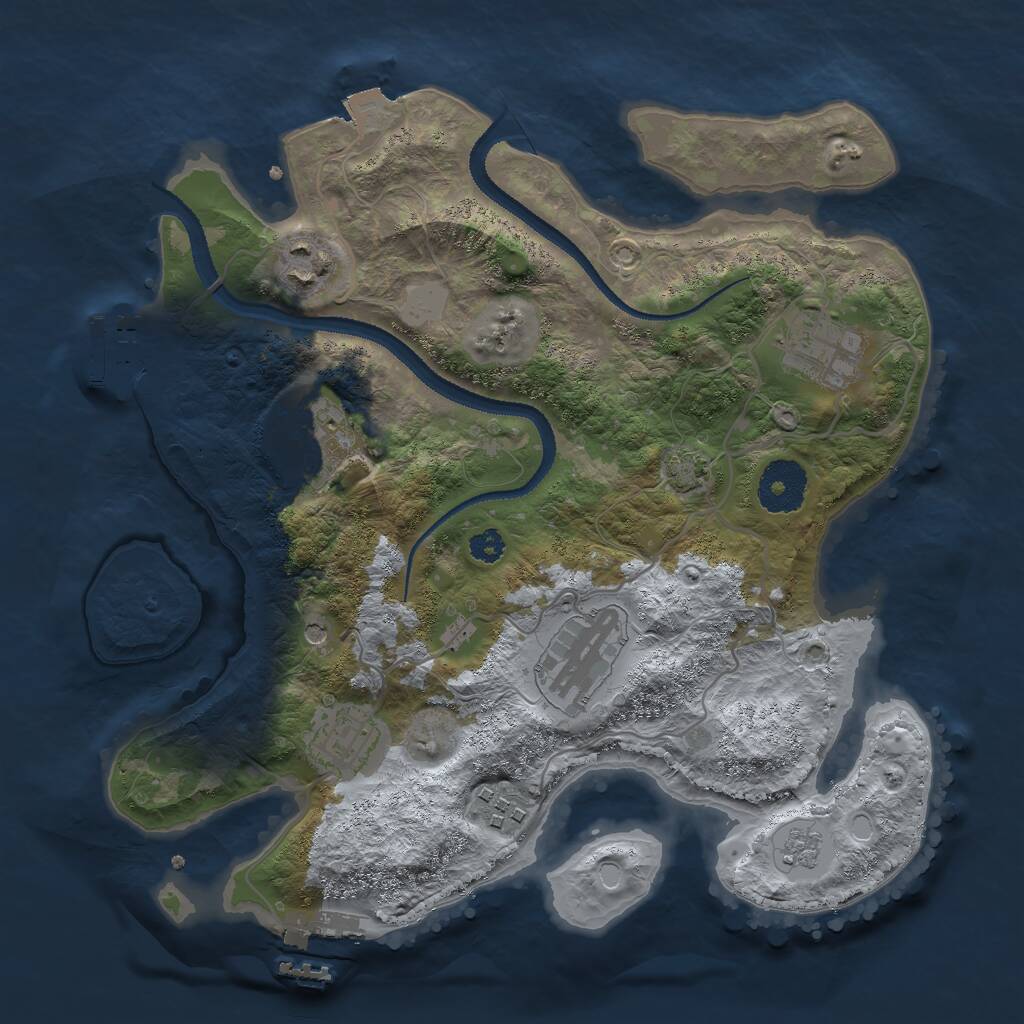 Rust Map: Procedural Map, Size: 3000, Seed: 820793118, 12 Monuments