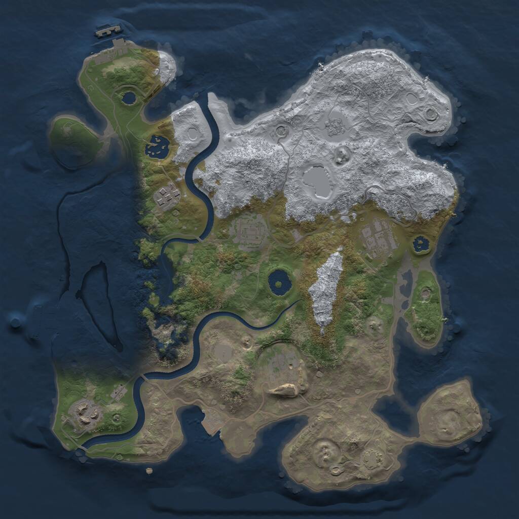 Rust Map: Procedural Map, Size: 3250, Seed: 1272080456, 12 Monuments
