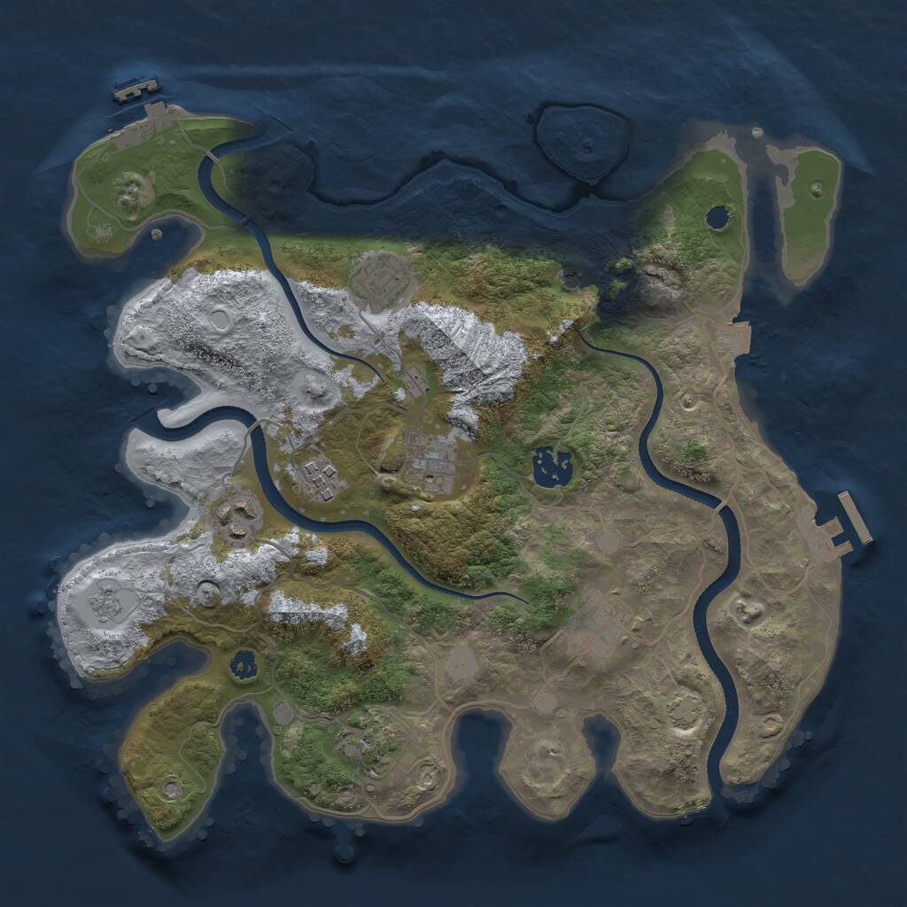 Rust Map: Procedural Map, Size: 3250, Seed: 1295867660, 13 Monuments