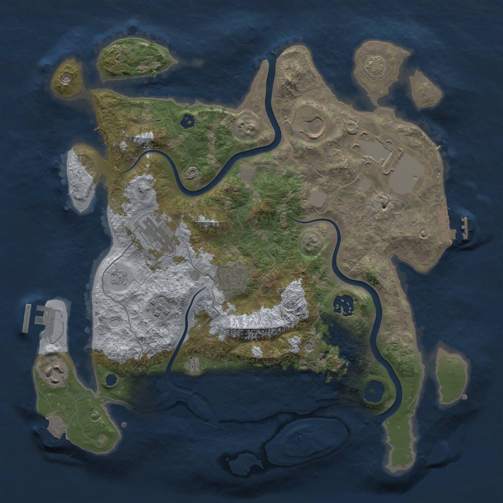 Rust Map: Procedural Map, Size: 3500, Seed: 1088319265, 13 Monuments