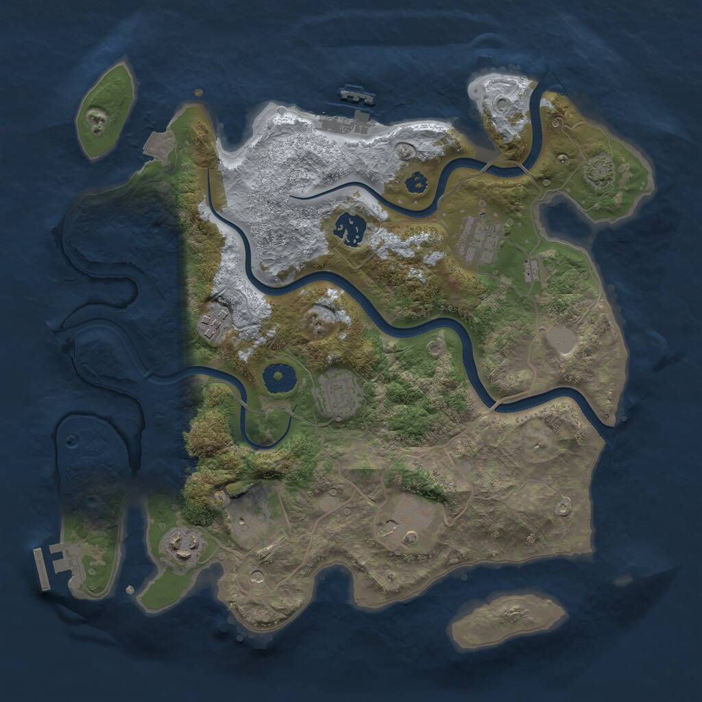 Rust Map: Procedural Map, Size: 3300, Seed: 1718505183, 12 Monuments