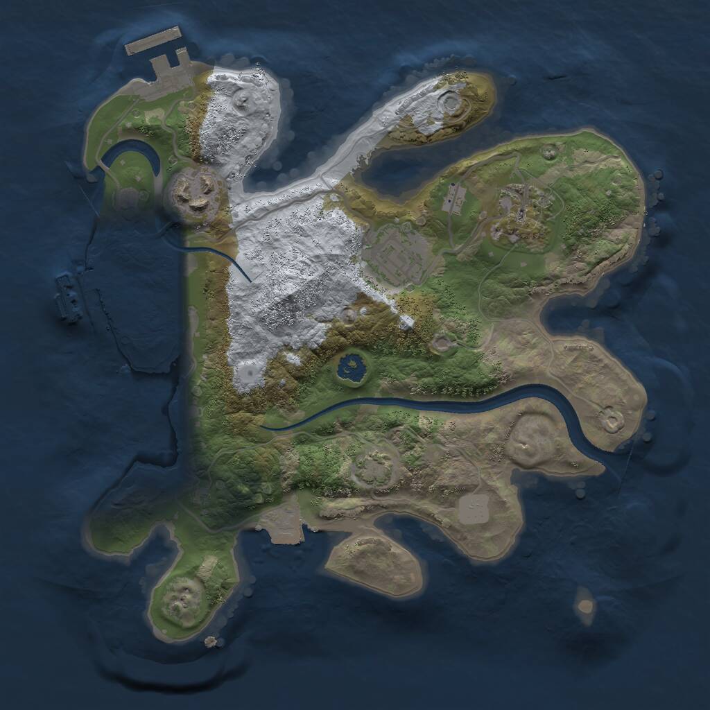 Rust Map: Procedural Map, Size: 2500, Seed: 845438878, 7 Monuments