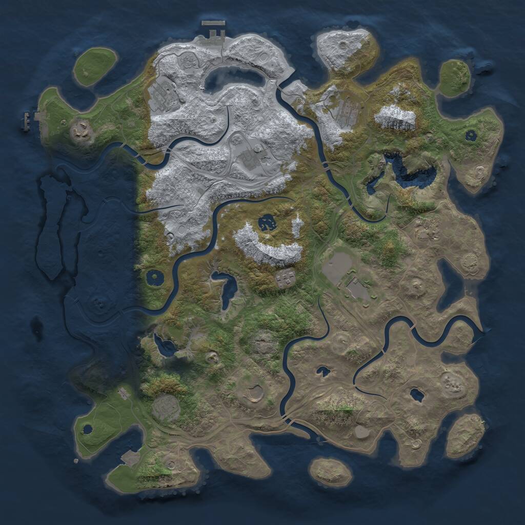 Rust Map: Procedural Map, Size: 4500, Seed: 1044285322, 16 Monuments