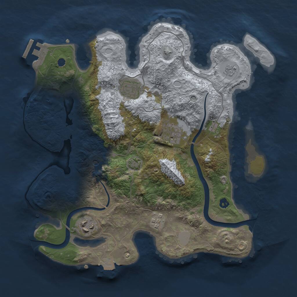 Rust Map: Procedural Map, Size: 3000, Seed: 780247011, 9 Monuments