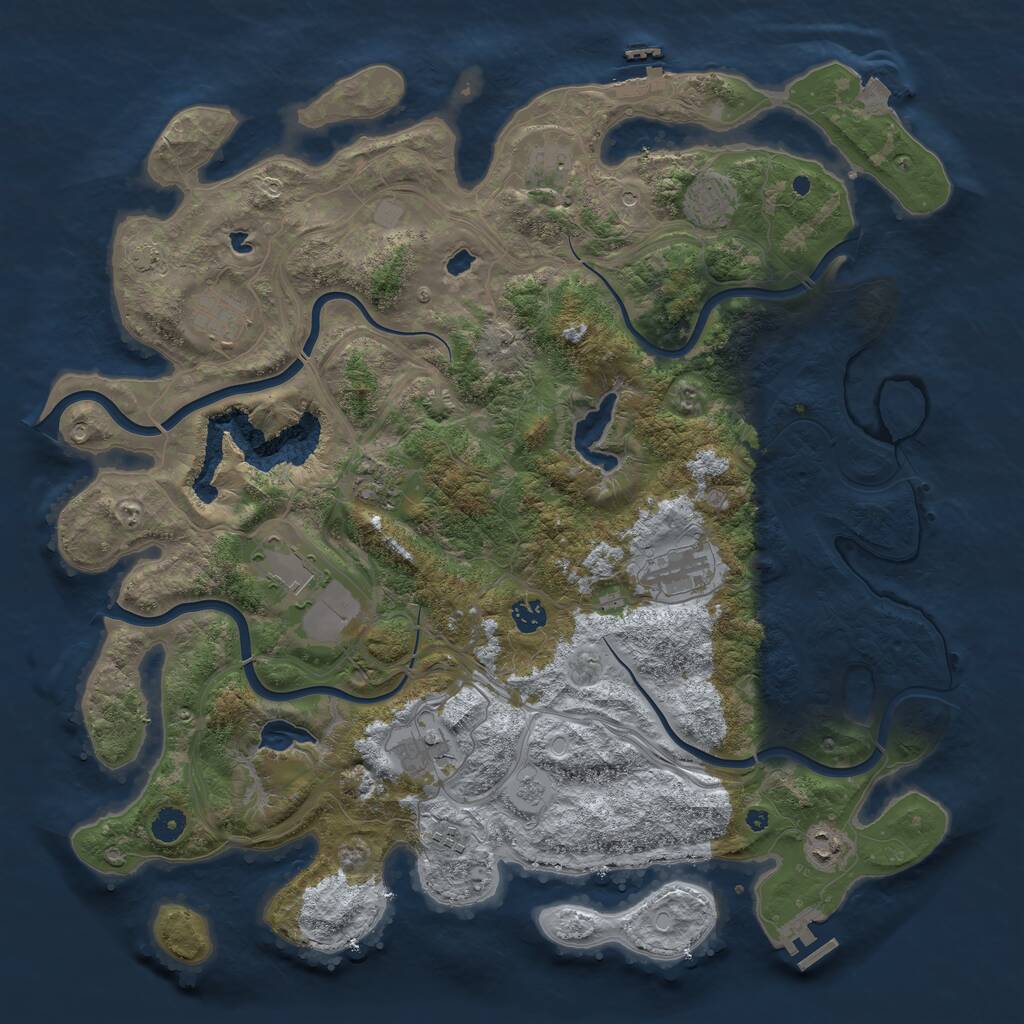 Rust Map: Procedural Map, Size: 4500, Seed: 664953043, 16 Monuments