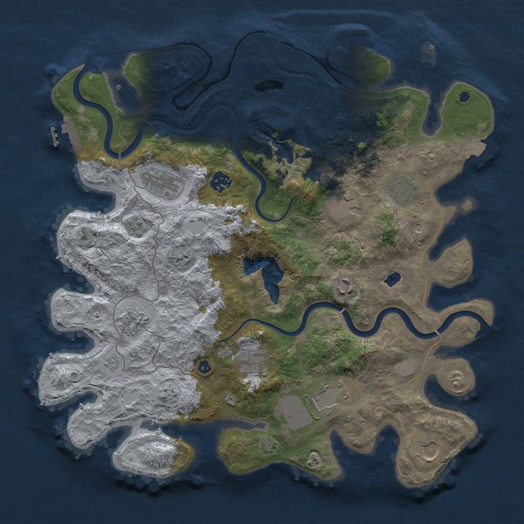 Rust Map: Procedural Map, Size: 4000, Seed: 205913015, 16 Monuments