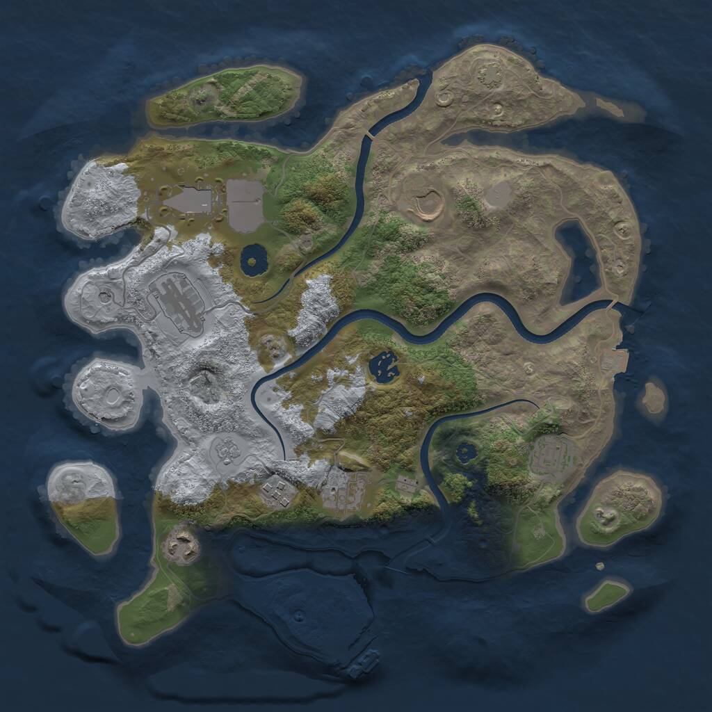 Rust Map: Procedural Map, Size: 3500, Seed: 8147219, 13 Monuments