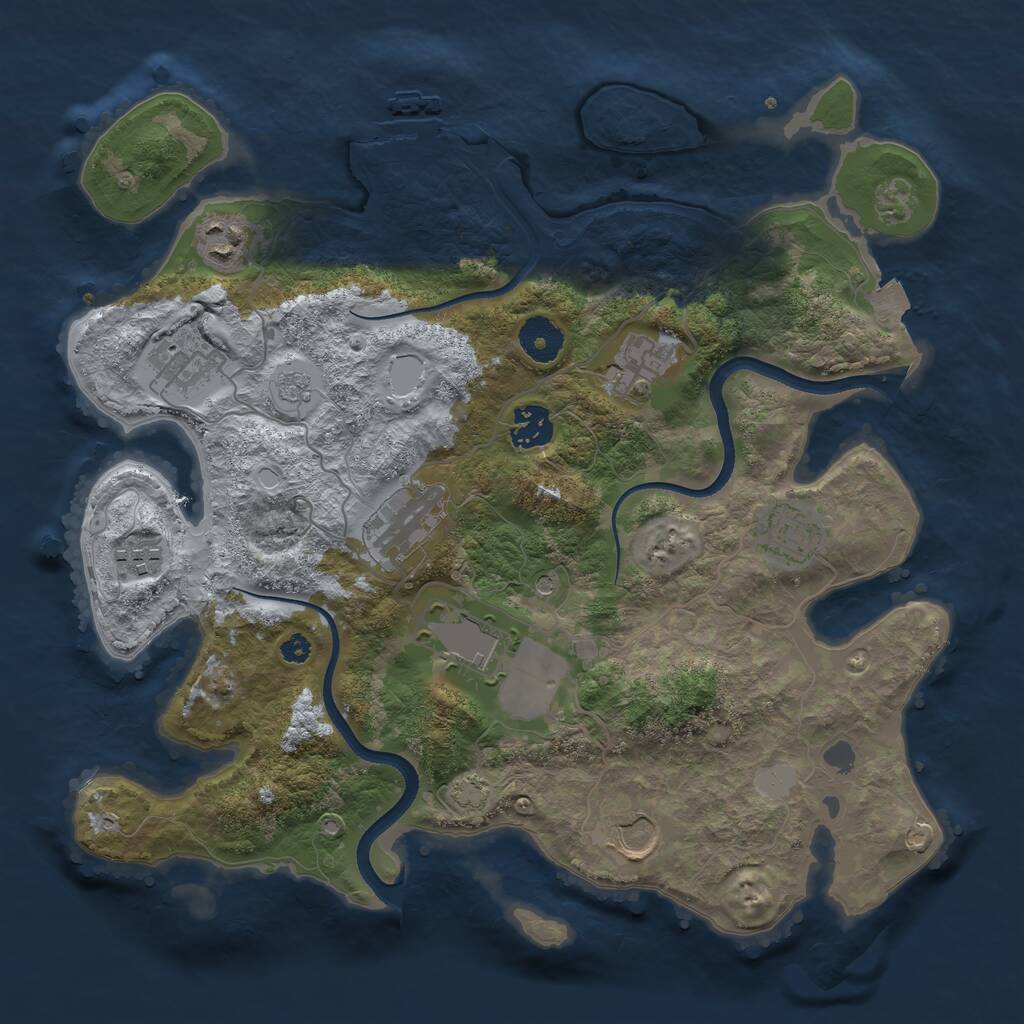 Rust Map: Procedural Map, Size: 3500, Seed: 848223809, 14 Monuments