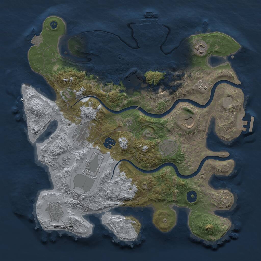 Rust Map: Procedural Map, Size: 3500, Seed: 2135159499, 15 Monuments