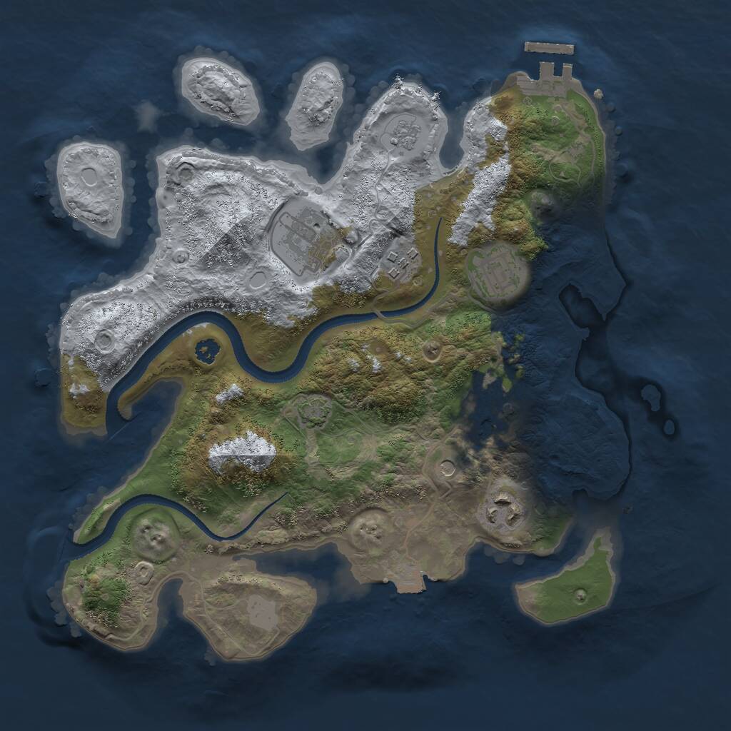 Rust Map: Procedural Map, Size: 3000, Seed: 651384, 10 Monuments