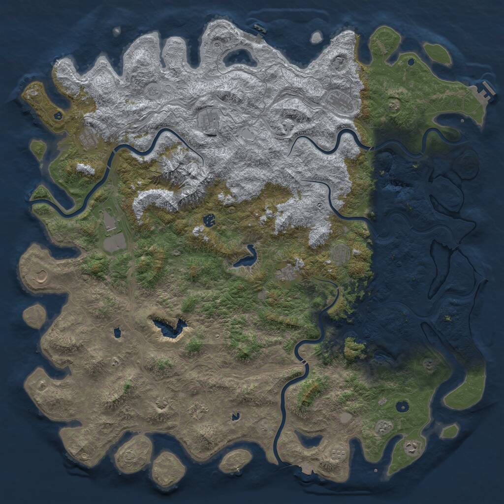 Rust Map: Procedural Map, Size: 6000, Seed: 1136955838, 17 Monuments