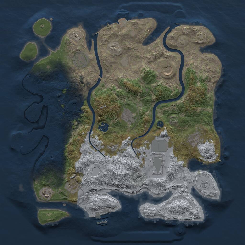 Rust Map: Procedural Map, Size: 3700, Seed: 54311, 15 Monuments