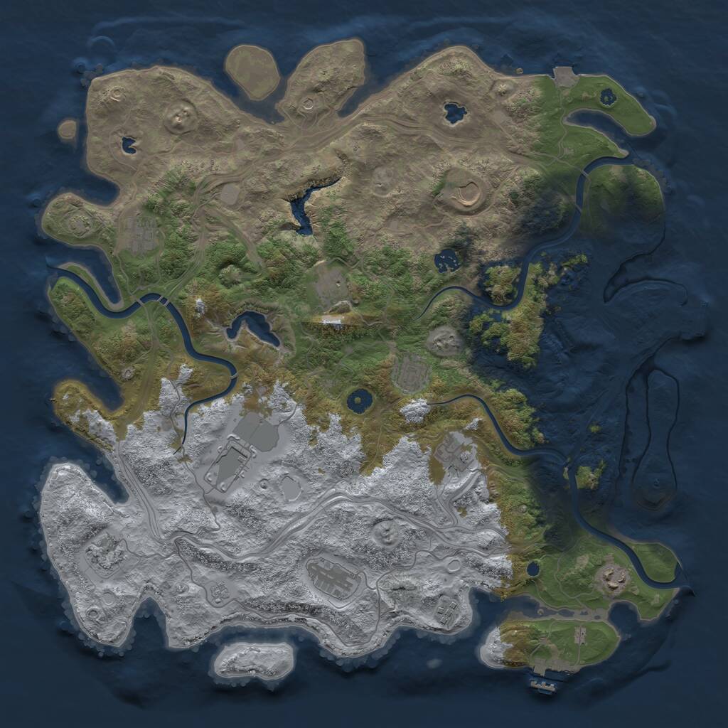 Rust Map: Procedural Map, Size: 4500, Seed: 7337, 17 Monuments