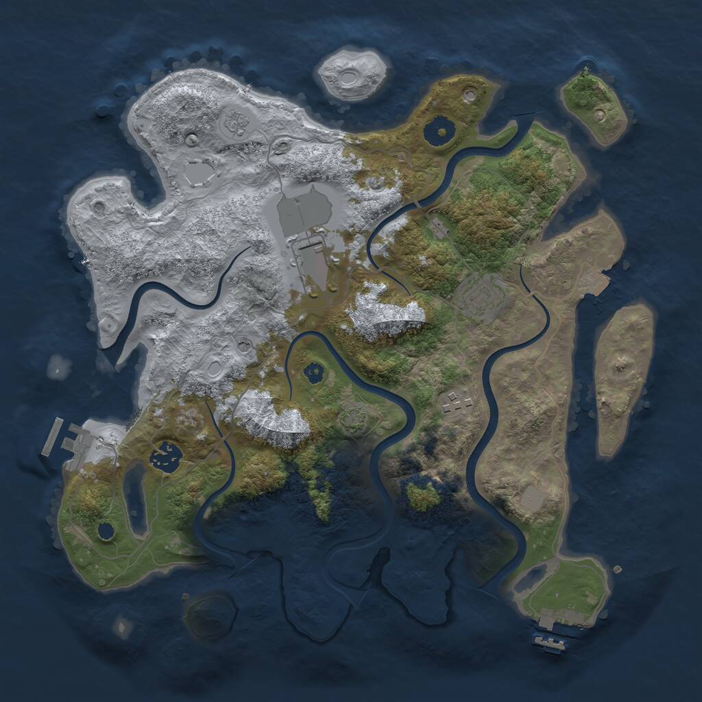 Rust Map: Procedural Map, Size: 3500, Seed: 1465110379, 10 Monuments
