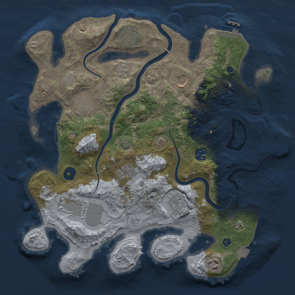 Rust Map: Procedural Map, Size: 3500, Seed: 1449013969, 15 Monuments