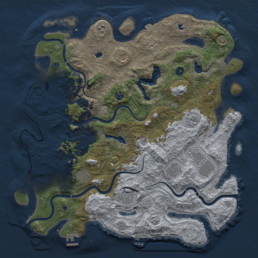 Rust Map: Procedural Map, Size: 4500, Seed: 153644643, 16 Monuments