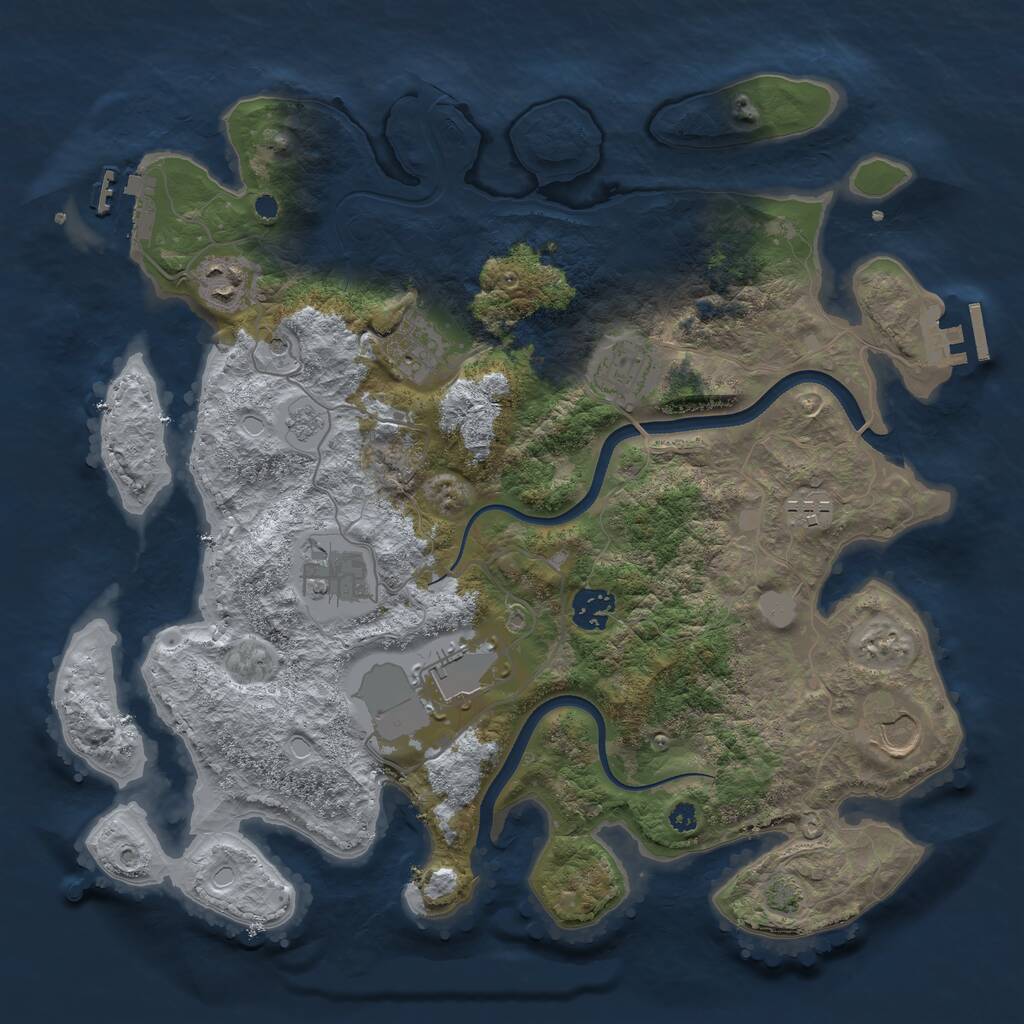 Rust Map: Procedural Map, Size: 3580, Seed: 605058, 14 Monuments