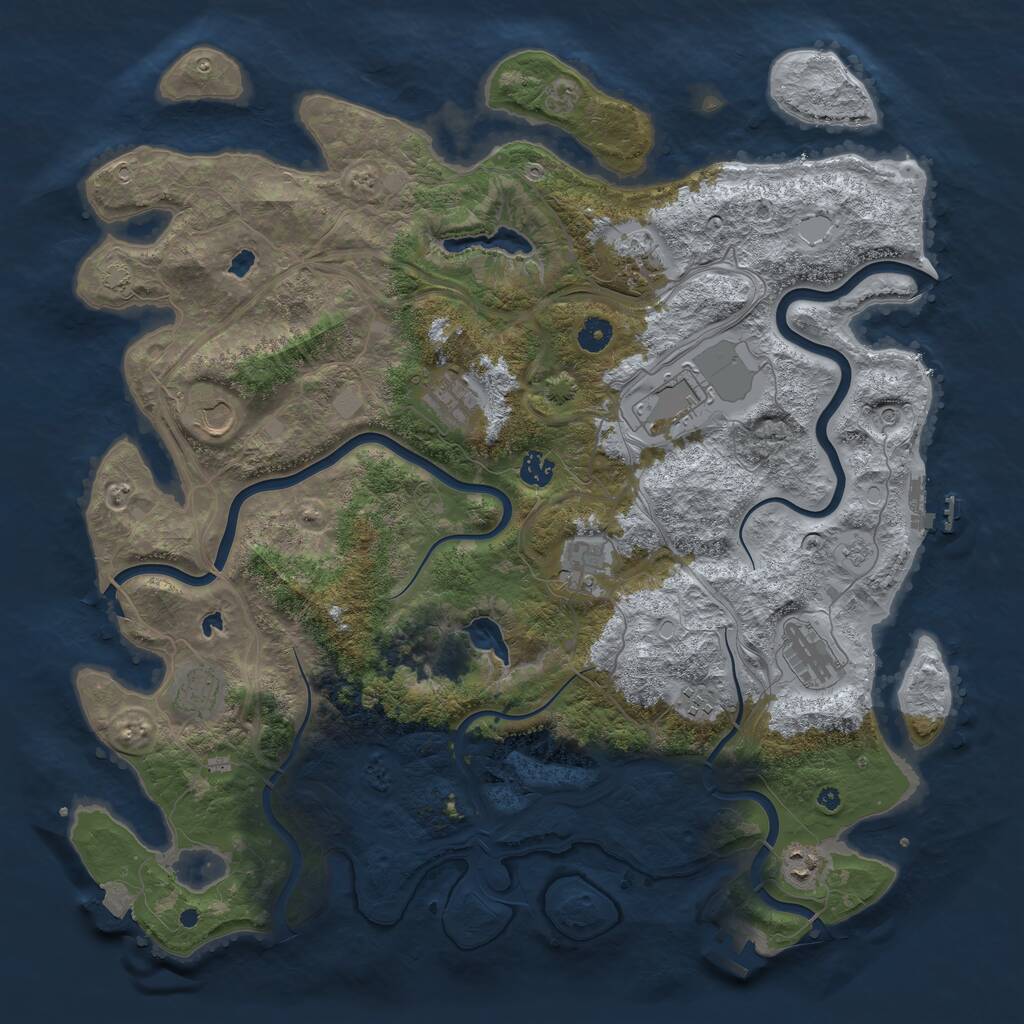 Rust Map: Procedural Map, Size: 4500, Seed: 939661374, 16 Monuments