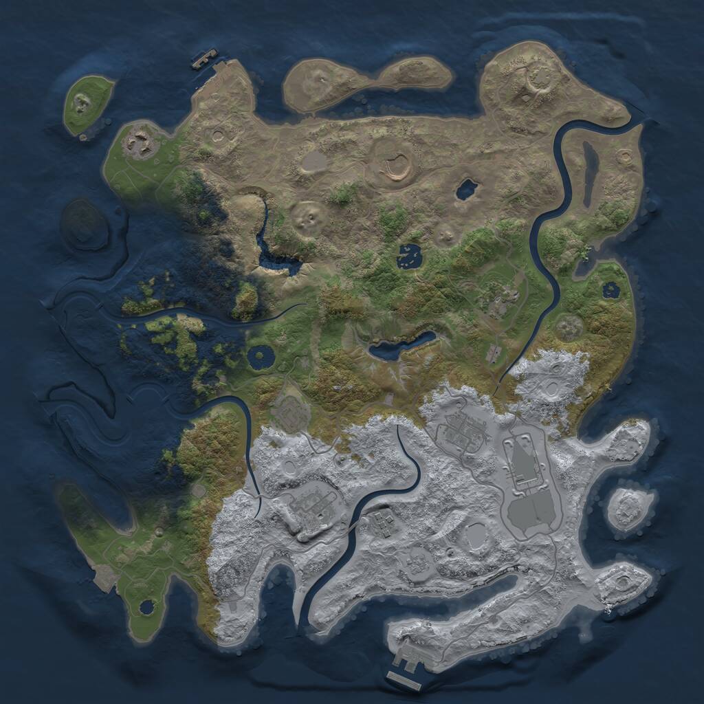 Rust Map: Procedural Map, Size: 4000, Seed: 654581955, 15 Monuments