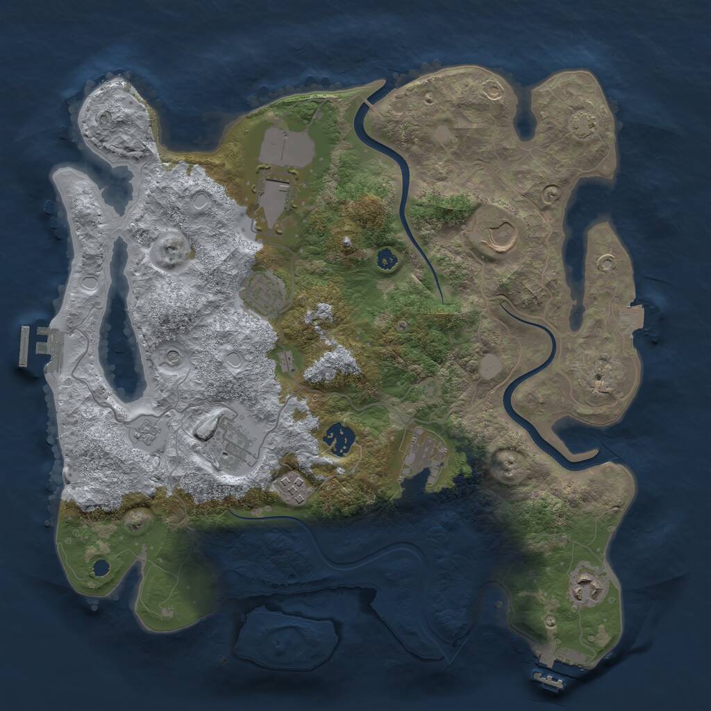Rust Map: Procedural Map, Size: 3500, Seed: 1351114355, 14 Monuments