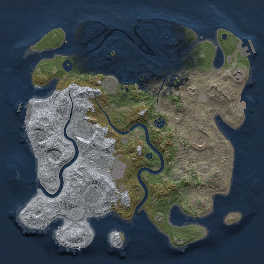 Rust Map: Procedural Map, Size: 3750, Seed: 1407776467, 14 Monuments