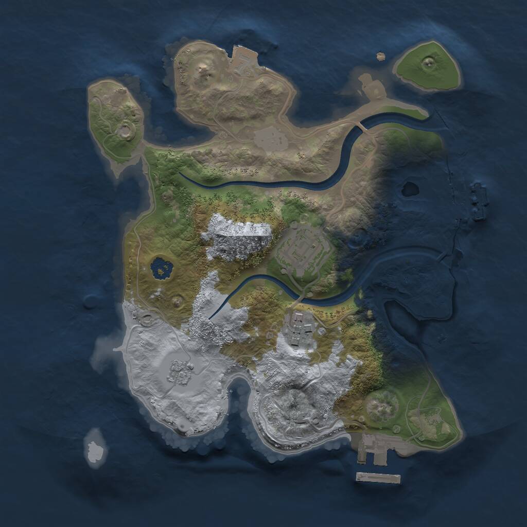 Rust Map: Procedural Map, Size: 2400, Seed: 62343889, 6 Monuments