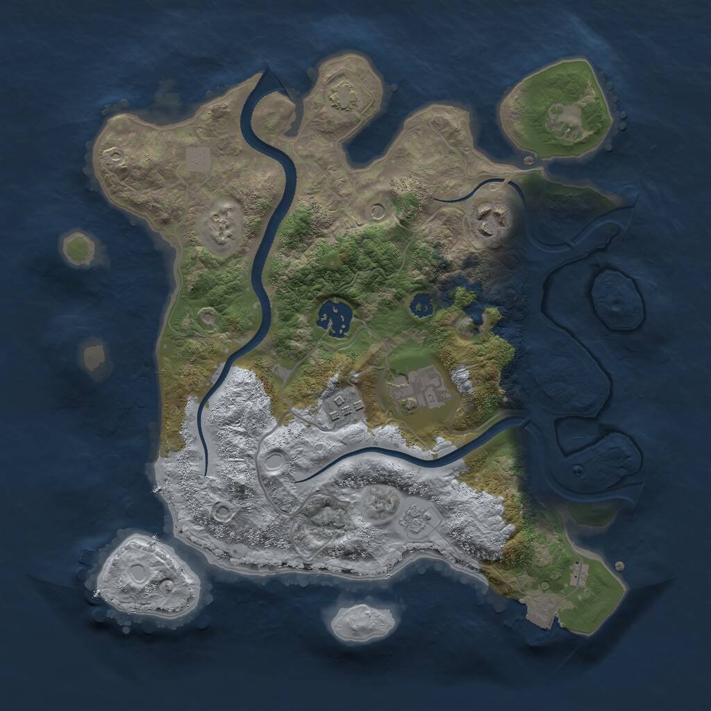 Rust Map: Procedural Map, Size: 3000, Seed: 123069889, 8 Monuments