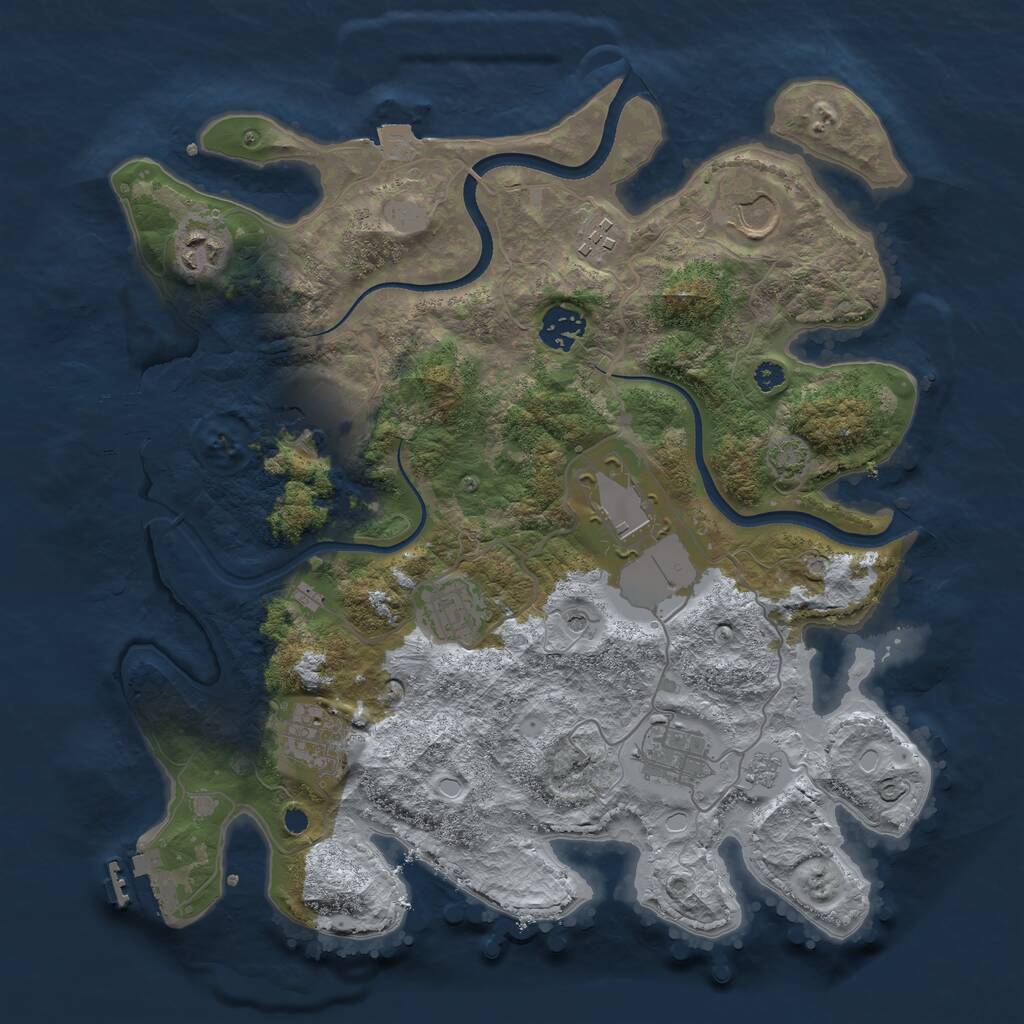 Rust Map: Procedural Map, Size: 3500, Seed: 1072089226, 15 Monuments