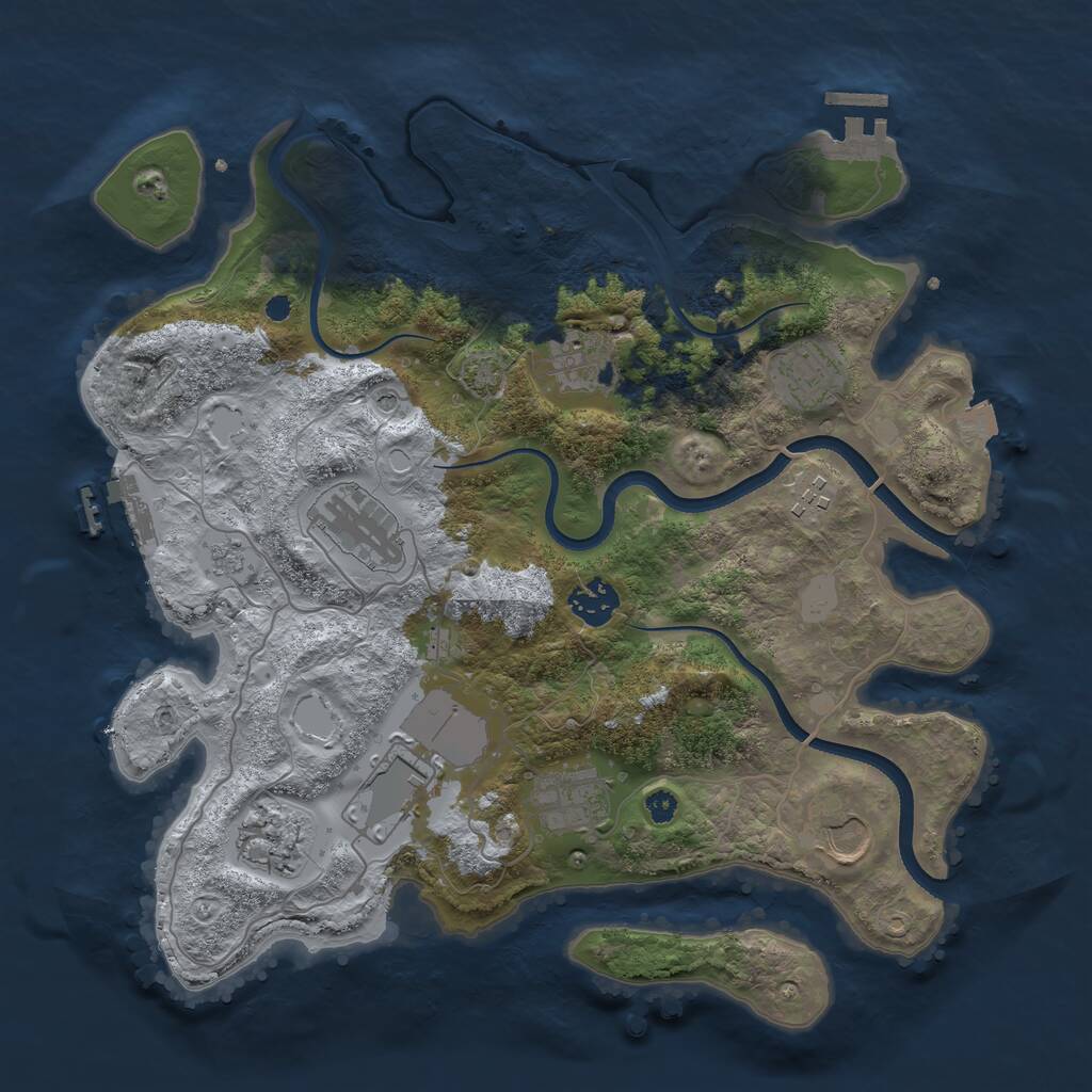 Rust Map: Procedural Map, Size: 3500, Seed: 663851662, 15 Monuments