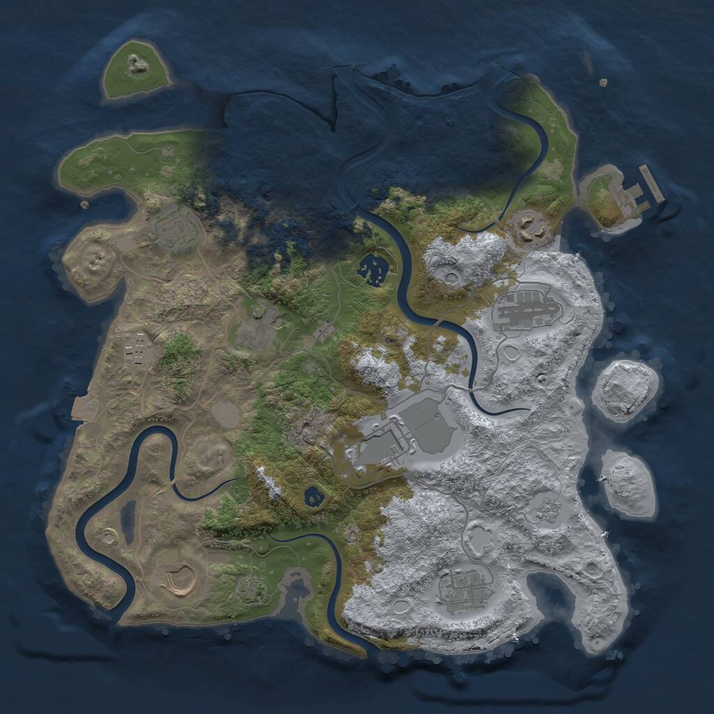 Rust Map: Procedural Map, Size: 3500, Seed: 446771590, 14 Monuments