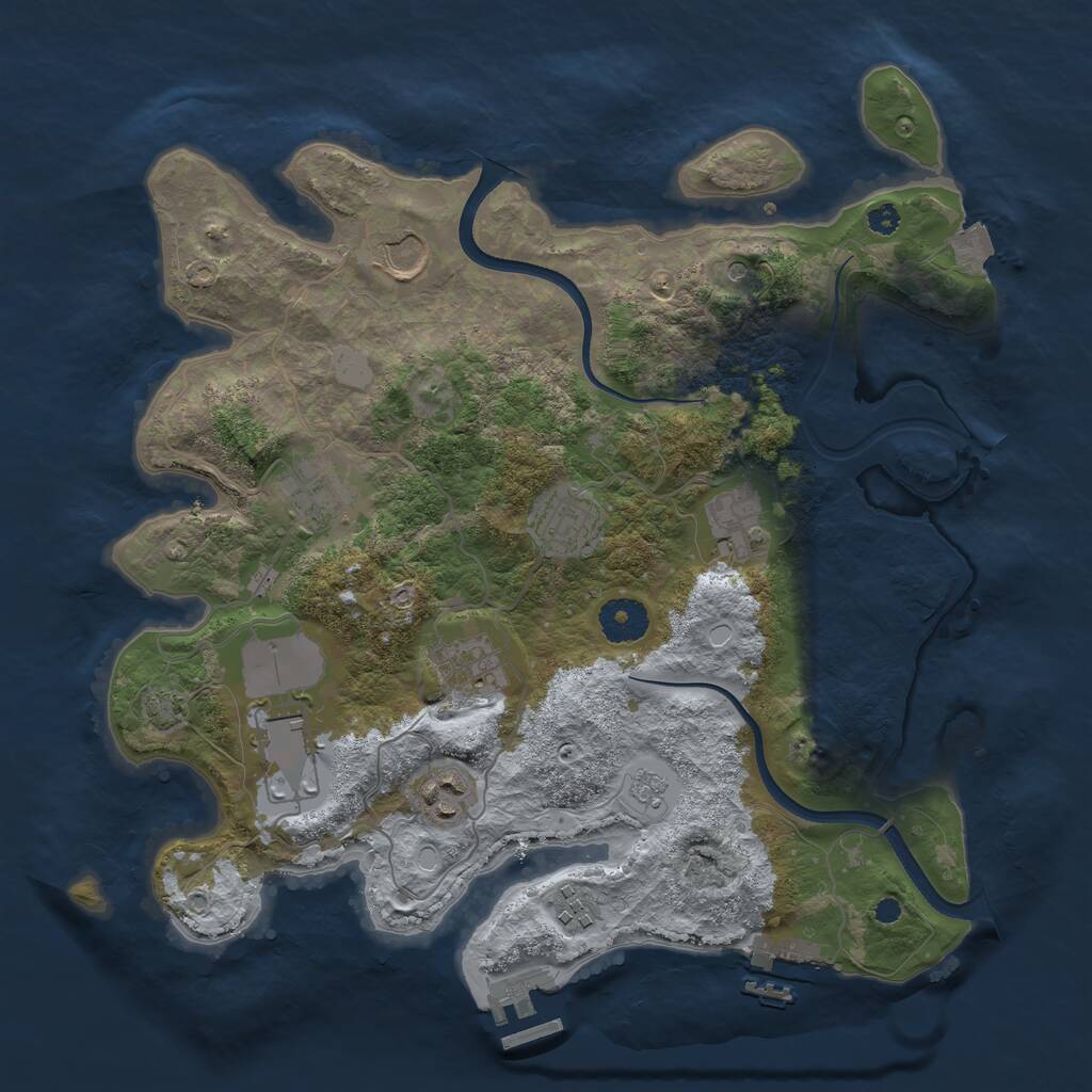 Rust Map: Procedural Map, Size: 3500, Seed: 759462642, 14 Monuments