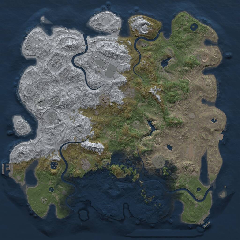 Rust Map: Procedural Map, Size: 4800, Seed: 1255626168, 17 Monuments