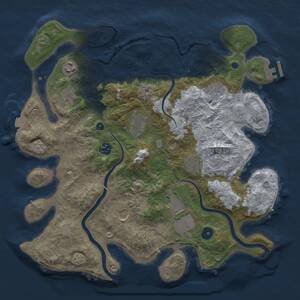Thumbnail Rust Map: Procedural Map, Size: 3750, Seed: 1076224951, 14 Monuments