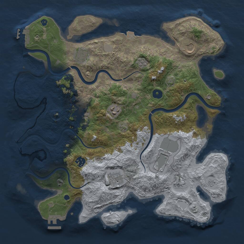 Rust Map: Procedural Map, Size: 3750, Seed: 1169691329, 15 Monuments