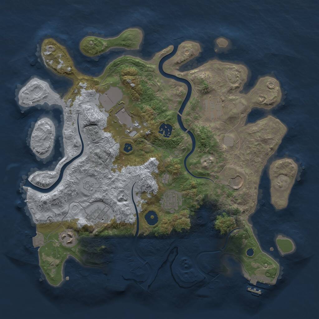 Rust Map: Procedural Map, Size: 3500, Seed: 56759636, 14 Monuments