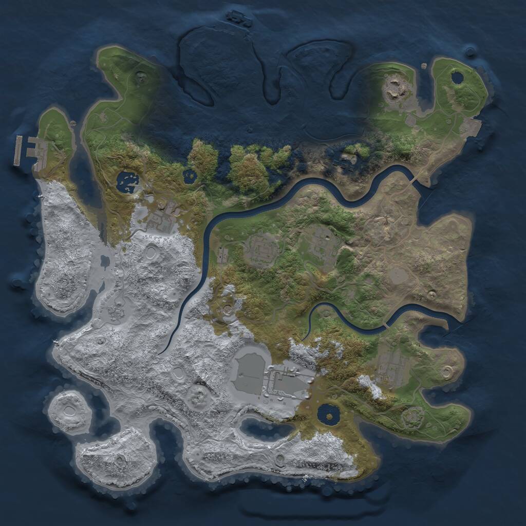 Rust Map: Procedural Map, Size: 3500, Seed: 204582035, 14 Monuments