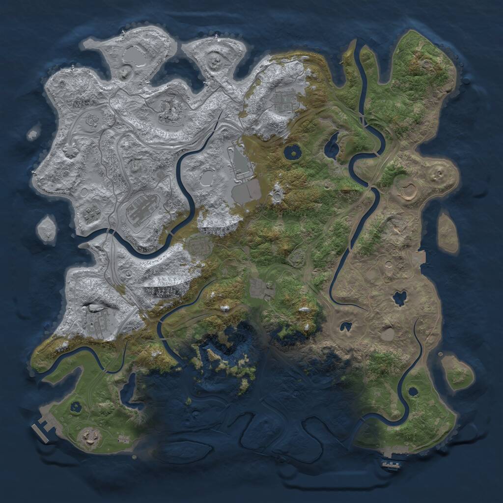 Rust Map: Procedural Map, Size: 4500, Seed: 839421614, 16 Monuments