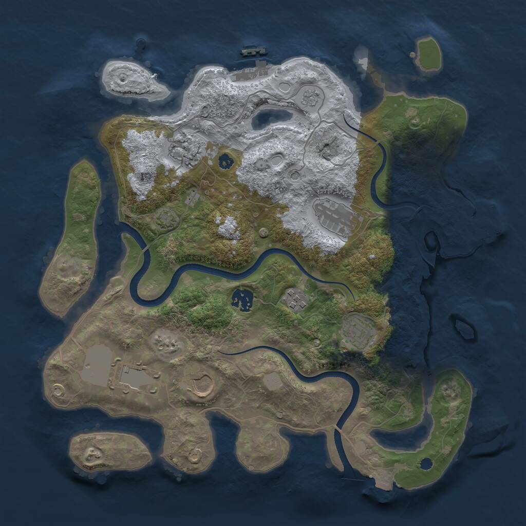 Rust Map: Procedural Map, Size: 3500, Seed: 1141591780, 13 Monuments