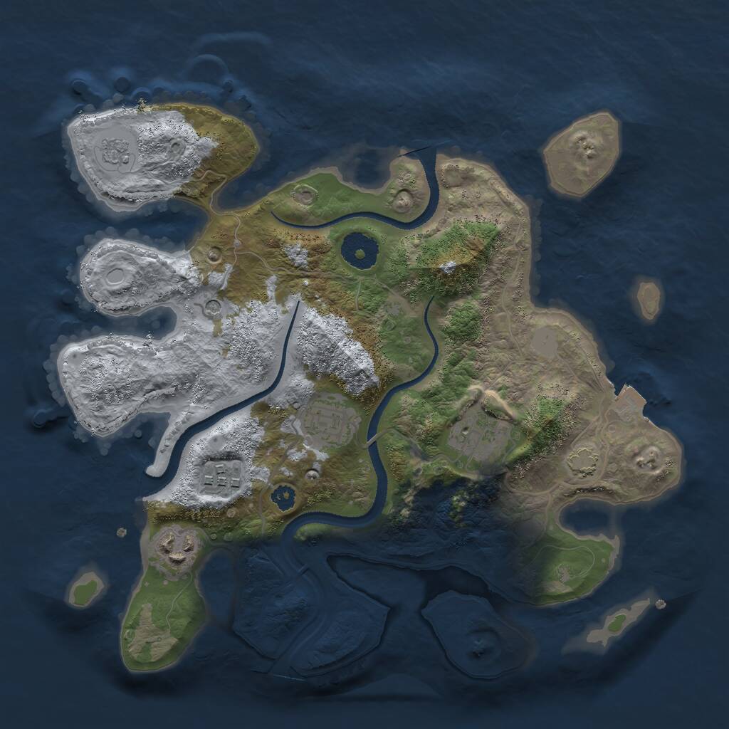 Rust Map: Procedural Map, Size: 3000, Seed: 454168513, 8 Monuments