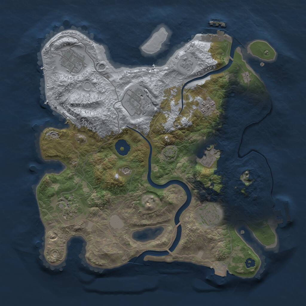 Rust Map: Procedural Map, Size: 3000, Seed: 453767669, 12 Monuments