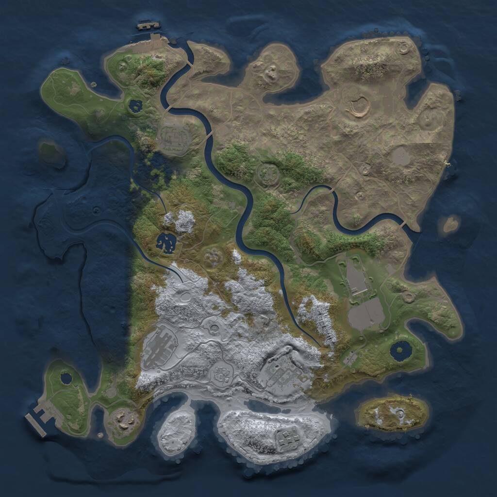 Rust Map: Procedural Map, Size: 3600, Seed: 1143286904, 14 Monuments