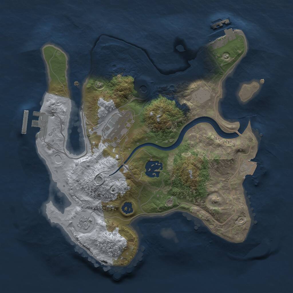 Rust Map: Procedural Map, Size: 2500, Seed: 1366950189, 7 Monuments