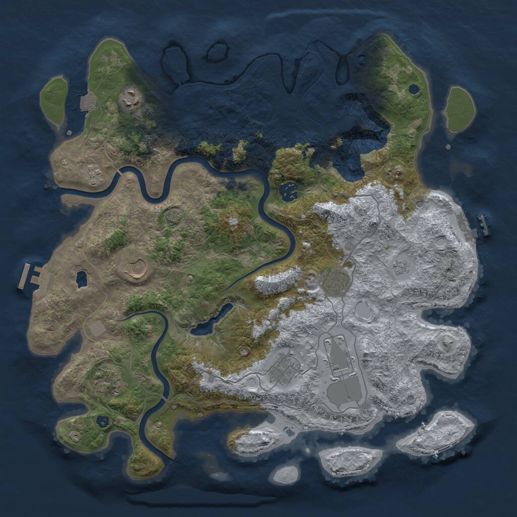 Rust Map: Procedural Map, Size: 4000, Seed: 4021973, 14 Monuments