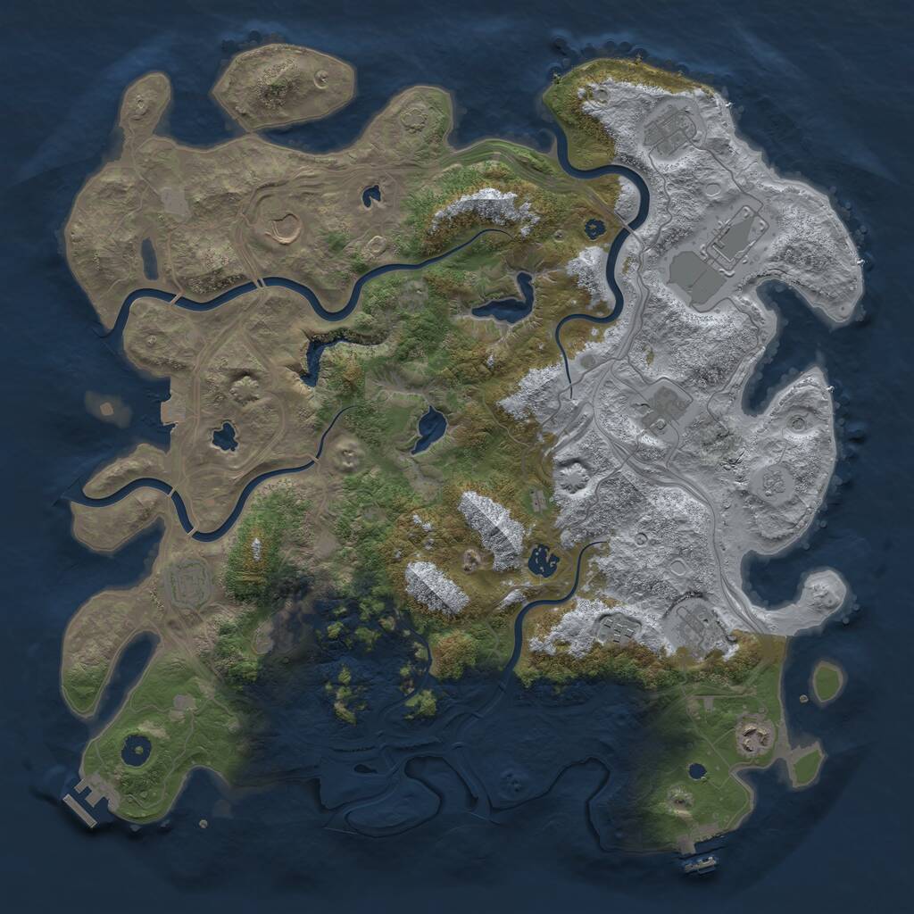 Rust Map: Procedural Map, Size: 4500, Seed: 809324085, 16 Monuments