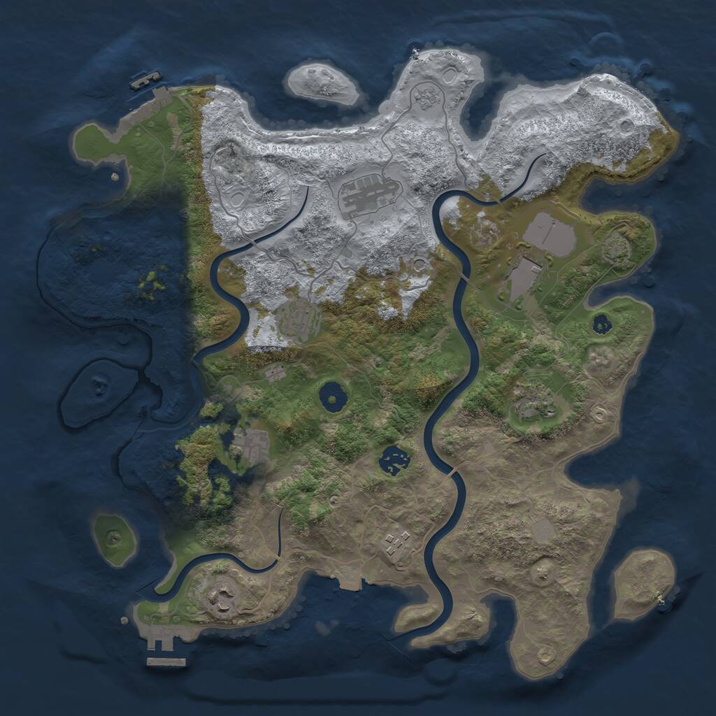 Rust Map: Procedural Map, Size: 3750, Seed: 65, 14 Monuments
