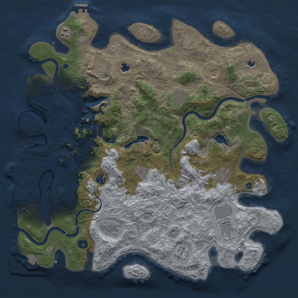 Rust Map: Procedural Map, Size: 4500, Seed: 575590551, 17 Monuments