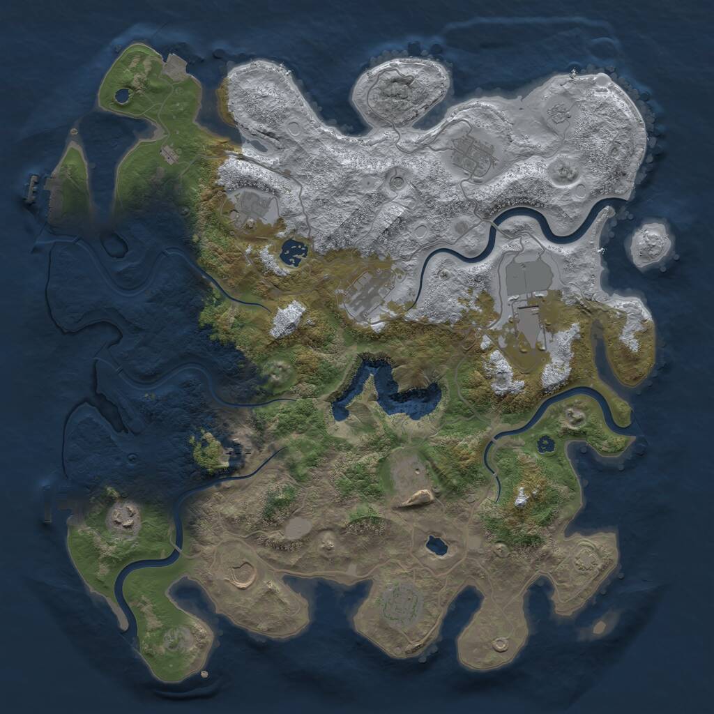 Rust Map: Procedural Map, Size: 4050, Seed: 1555854467, 16 Monuments