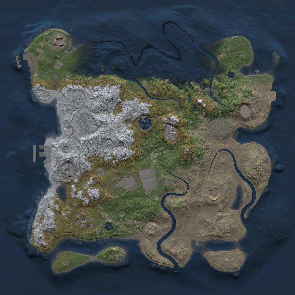 Rust Map: Procedural Map, Size: 3500, Seed: 462698713, 14 Monuments